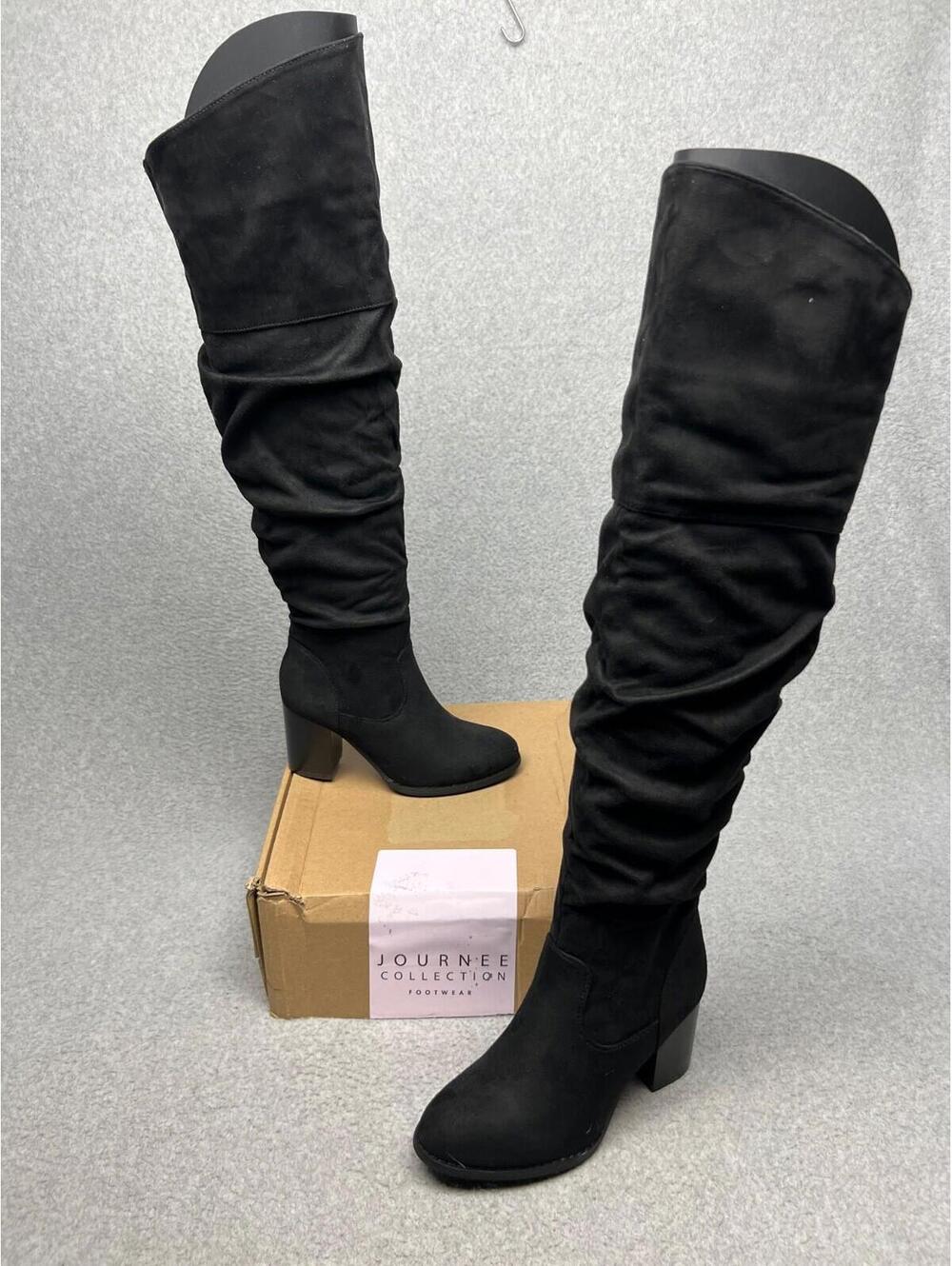 Journee Collection Womens Kaison Knee high Boots Size 6 WC Faux Suede Black